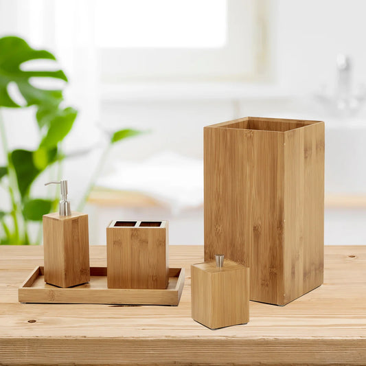 Bamboo 5-Piece Bathroom Accessory Set