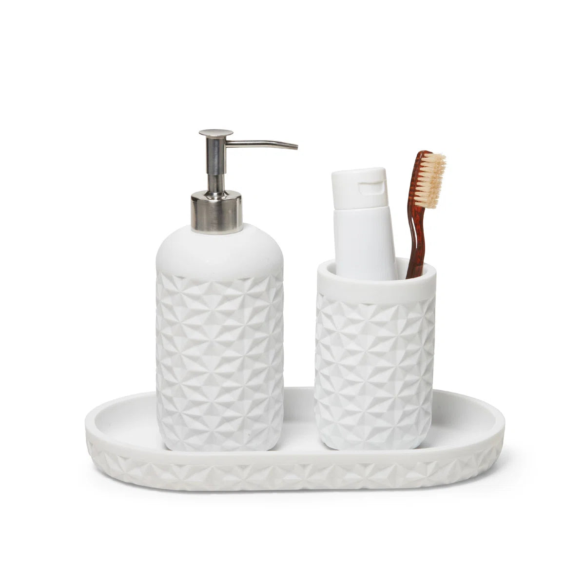 Quilted 3 pc bathroom accessory set