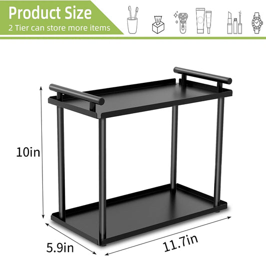 2 Tier Bathroom Organizer Countertop, Bathroom Counter Organizer, Small Vanity Shelf Skin Care Countertop Organizers,Black
