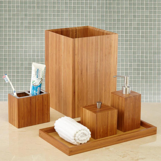 Bamboo 5-Piece Bathroom Accessory Set